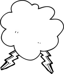 black and white cartoon storm cloud