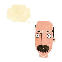 cartoon annoyed old man with thought bubble