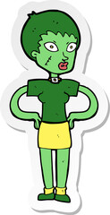 sticker of a cartoon halloween girl