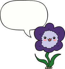 cartoon flower and speech bubble