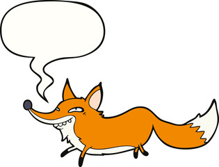 cute cartoon sly fox and speech bubble