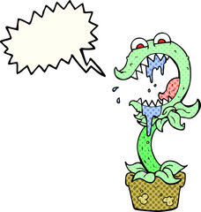 comic book speech bubble cartoon carnivorous plant
