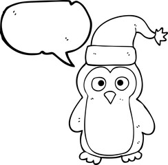 speech bubble cartoon christmas penguin