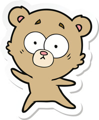 sticker of a anxious bear cartoon