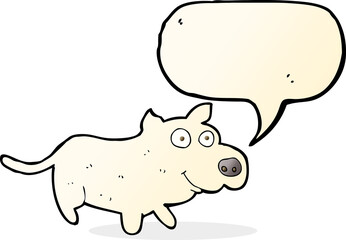 cartoon happy little dog with speech bubble