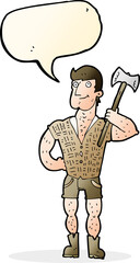 cartoon lumberjack with speech bubble