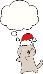 cute cartoon christmas cat and thought bubble