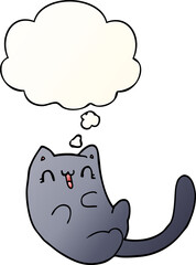 cartoon cat and thought bubble in smooth gradient style