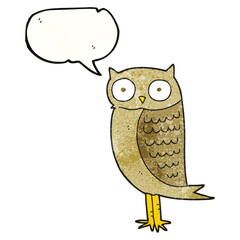 speech bubble textured cartoon owl