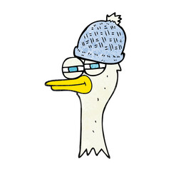 textured cartoon bird wearing hat