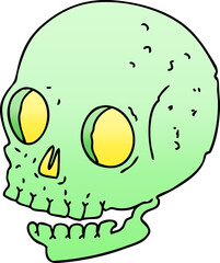 quirky gradient shaded cartoon skull