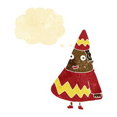 cartoon elf with thought bubble