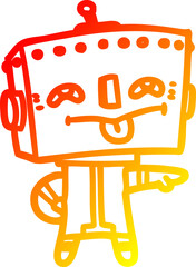 warm gradient line drawing cartoon robot