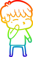 rainbow gradient line drawing cartoon curious boy