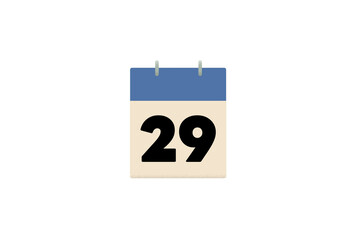 29 day twenty-nine, twenty-ninth, blue calendar, days of the month sheets of paper