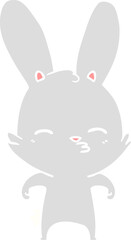 curious bunny flat color style cartoon