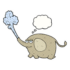 thought bubble cartoon elephant squirting water
