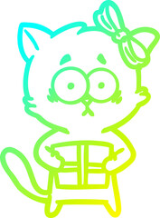 cold gradient line drawing cartoon cat
