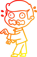 Fototapeta premium warm gradient line drawing cartoon stressed out pointing
