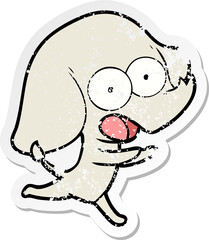 distressed sticker of a cute cartoon elephant