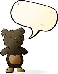 cartoon teddy black bear with speech bubble
