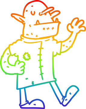 recommend clip art: rainbow gradient line drawing cartoon goblin