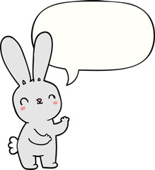 cute cartoon rabbit and speech bubble