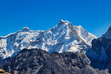 Poster Cho Oyu Ngozumpa Kang at 7916 meters is on the same ridgeline as Cho Oyu and forms the border between Nepal and Tibet seen from Gokyo Ri in Nepal