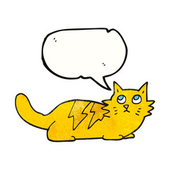 speech bubble textured cartoon cat