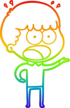 recommend clip art: rainbow gradient line drawing cartoon shocked man