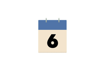 6 day six, sixth, calendar, blue, days of the month, sheets of paper