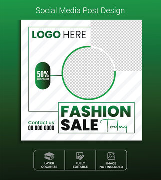 Fashion sale social media post template and trendy gradient colors, poster, flyer, brochure in vector EPS 10.