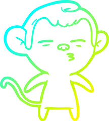 Obraz premium cold gradient line drawing cartoon suspicious monkey