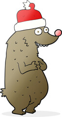 cartoon bear wearing christmas hat