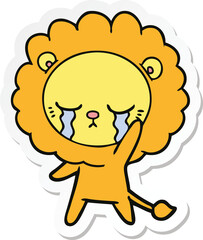 Obraz premium sticker of a crying cartoon lion