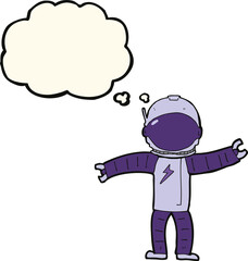 cartoon astronaut with thought bubble