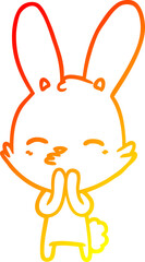 warm gradient line drawing curious bunny cartoon
