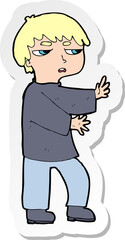 sticker of a cartoon man gesturing