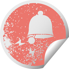 distressed circular peeling sticker symbol ringing bell