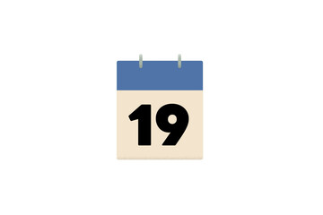 19 day nineteen, nineteenth calendar blue days of the month sheets of paper