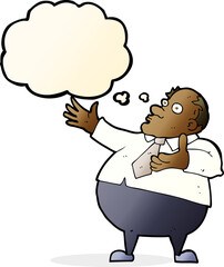 cartoon exasperated middle aged man with thought bubble