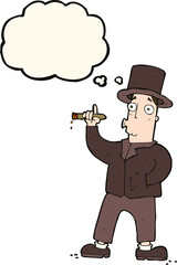 cartoon smoking gentleman with thought bubble