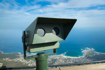 Public coin operated binoculours on Table Mountain, South Africa