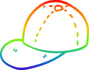 Naklejka premium rainbow gradient line drawing cartoon baseball cap