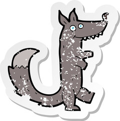 retro distressed sticker of a cartoon wolf