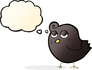 cartoon bird with thought bubble