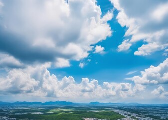 Anime blue sky with white cloud background