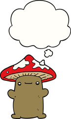 cartoon mushroom and thought bubble