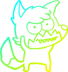cold gradient line drawing cartoon grinning fox