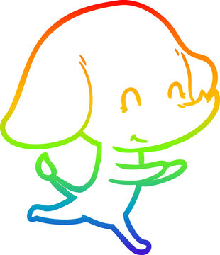 recommend clip art: rainbow gradient line drawing cute cartoon elephant